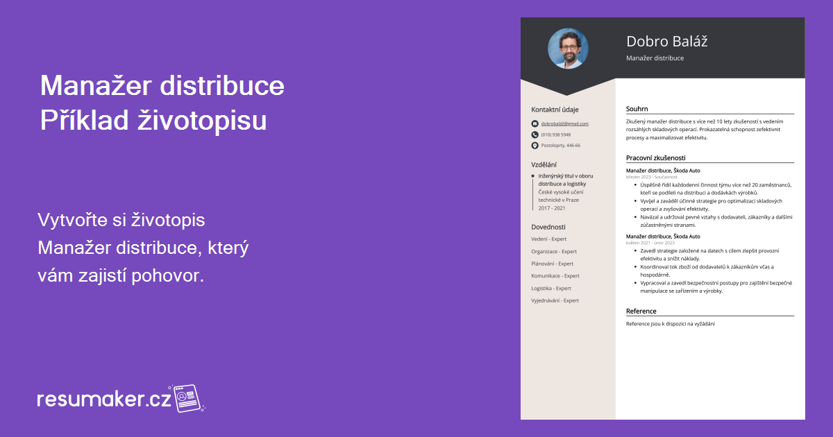Příklad životopisu manažera distribuce (bezplatný průvodce)